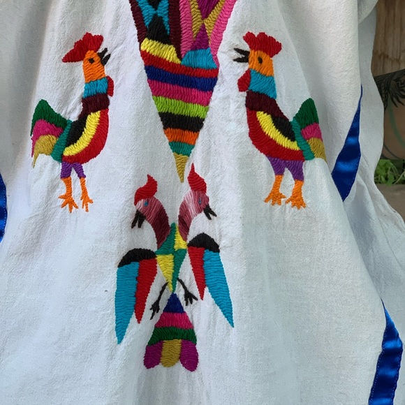 Vintage Mexican Embroidered Rooster Tunic Dress S/M - Picture 3 of 10